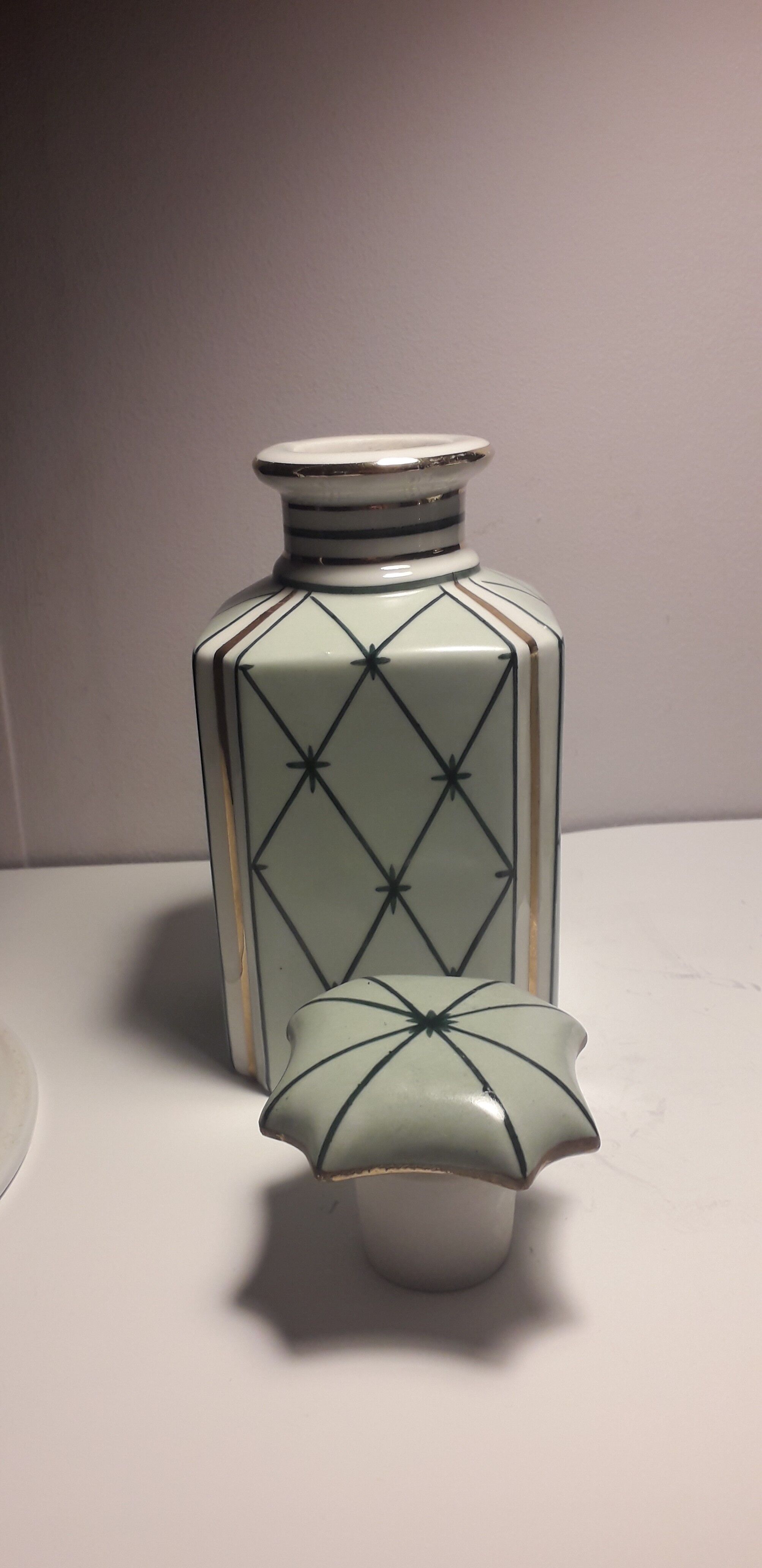 Set of 3 bottles in Limoges Art Deco porcelain