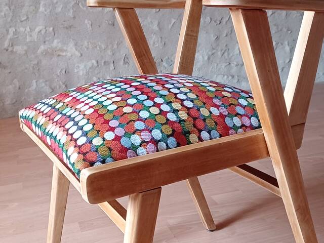 Restored bridge office chair with vintage compass feet from the 50s