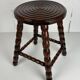 Midcentury bobbin wood turned stool, Charles Dudouyt style, France, 1950s