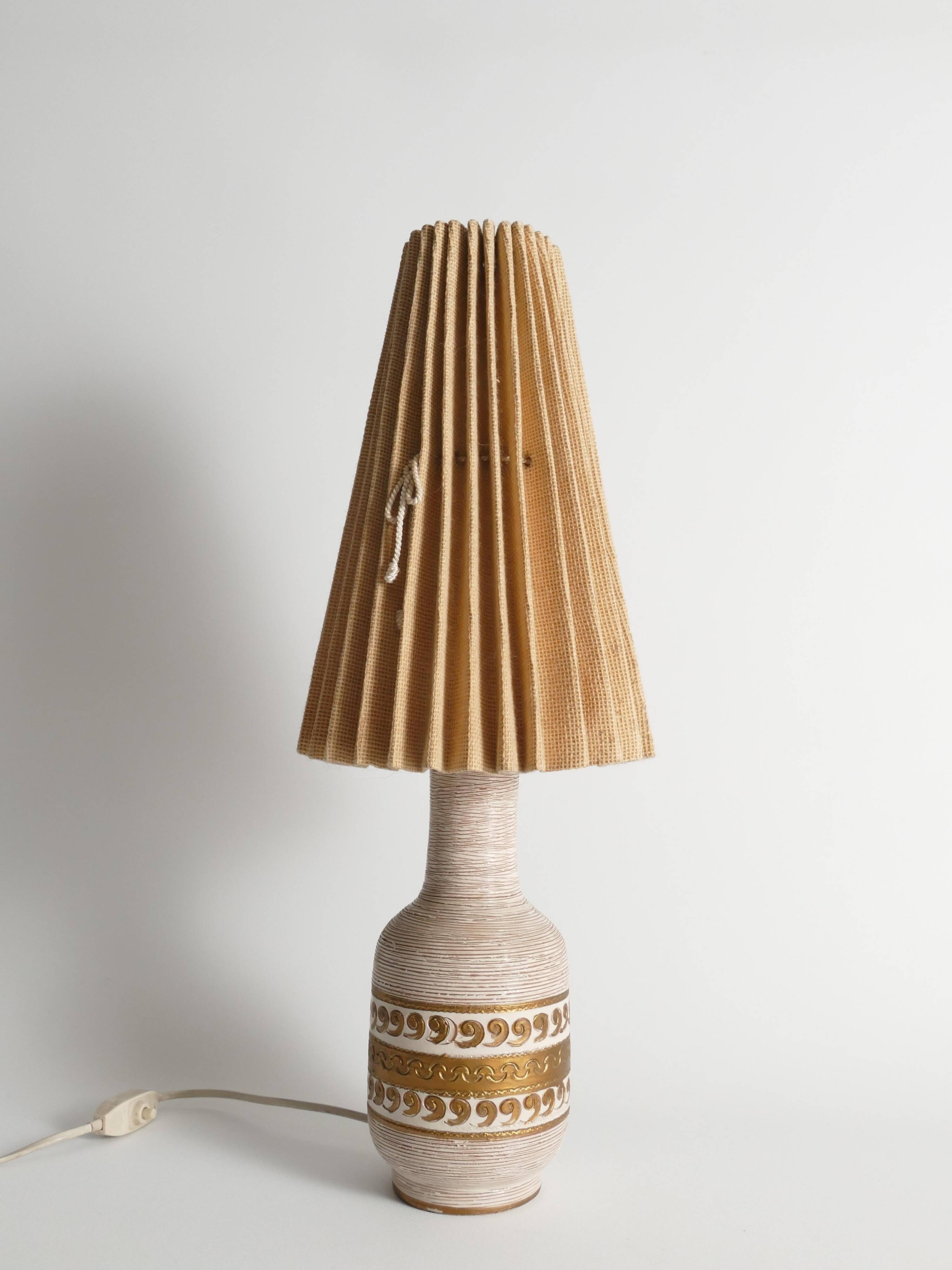 White and Gold Ceramic Table Lamp by Fratelli Fanciulacci, Italy 1970's