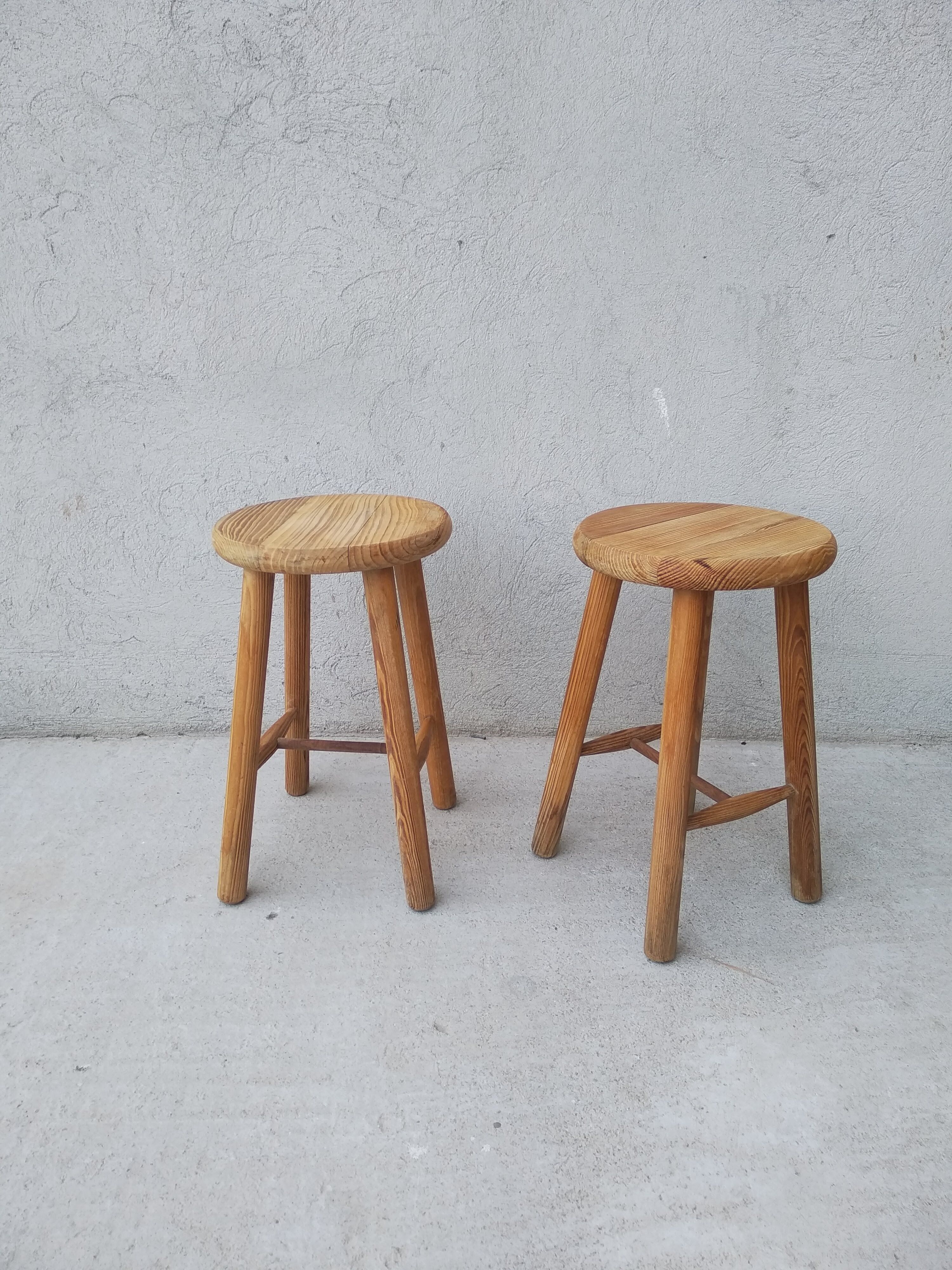 Set of 2 vintage pine stools