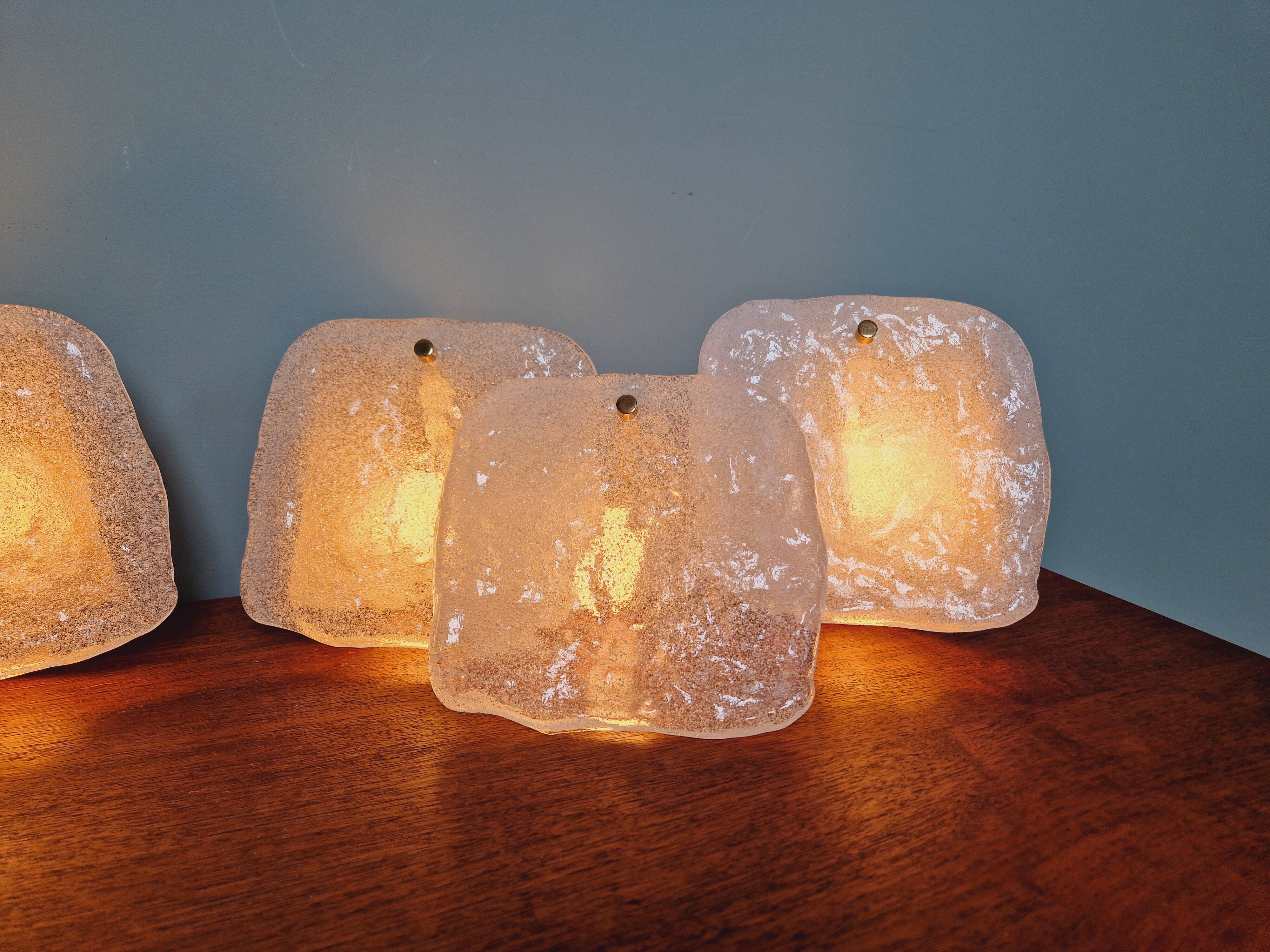 Pair of frosted glass wall lights, Kalmar, 1960s