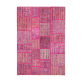 Handwoven oriental overdyed 174 cm x 247 cm pink patchwork carpet