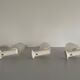 Set of 3 semi-transparent glass and white metal wall lights, 1960, Germany