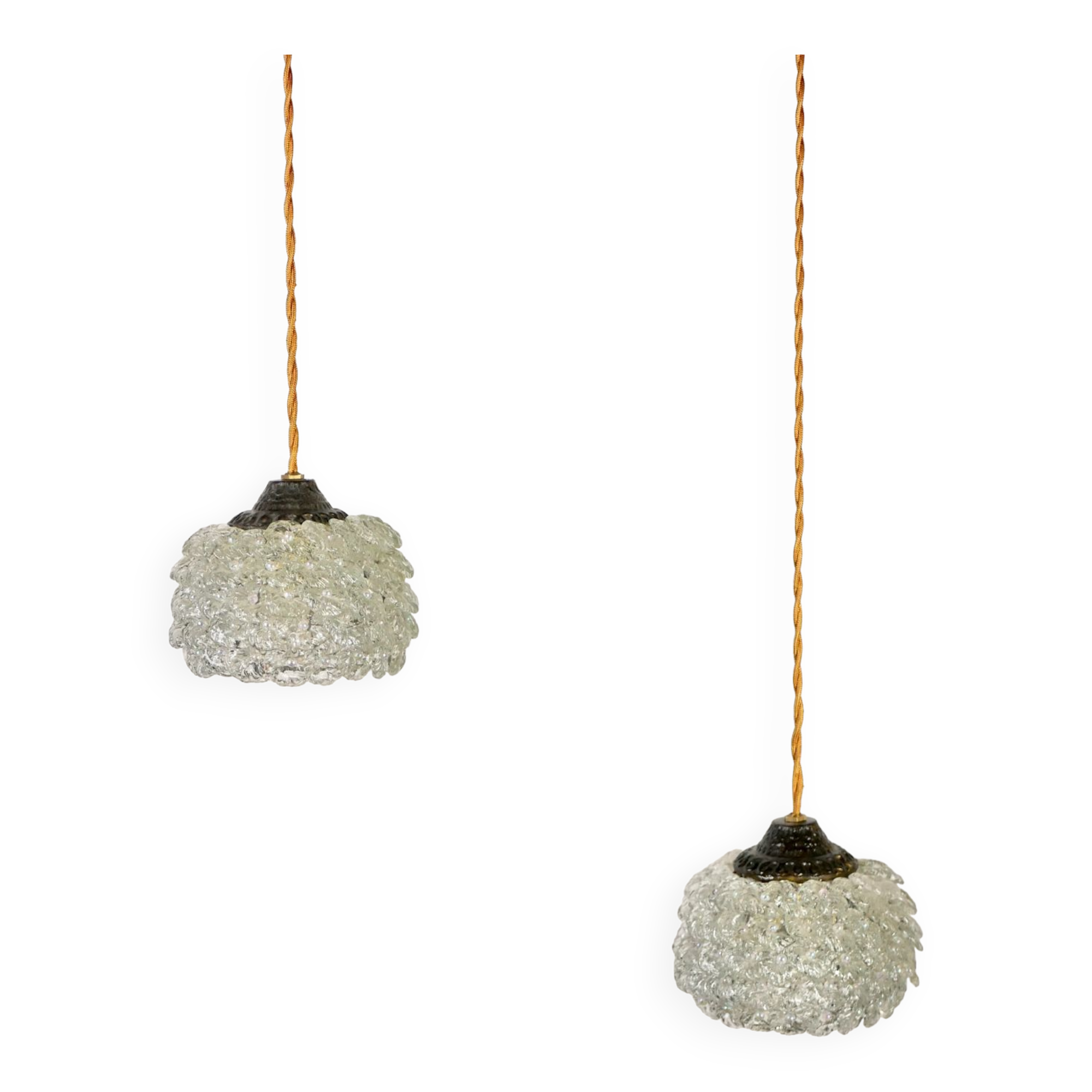 Pair of pearl glass pendant lamps