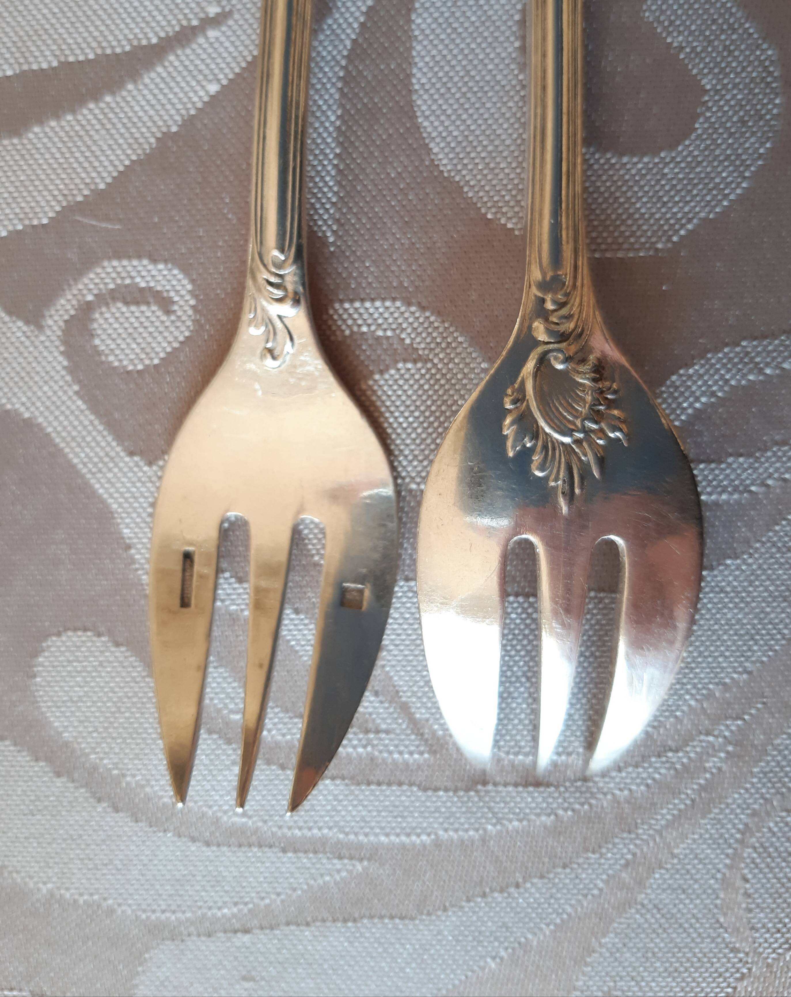 Christofle Marly, 10 silver metal oyster forks