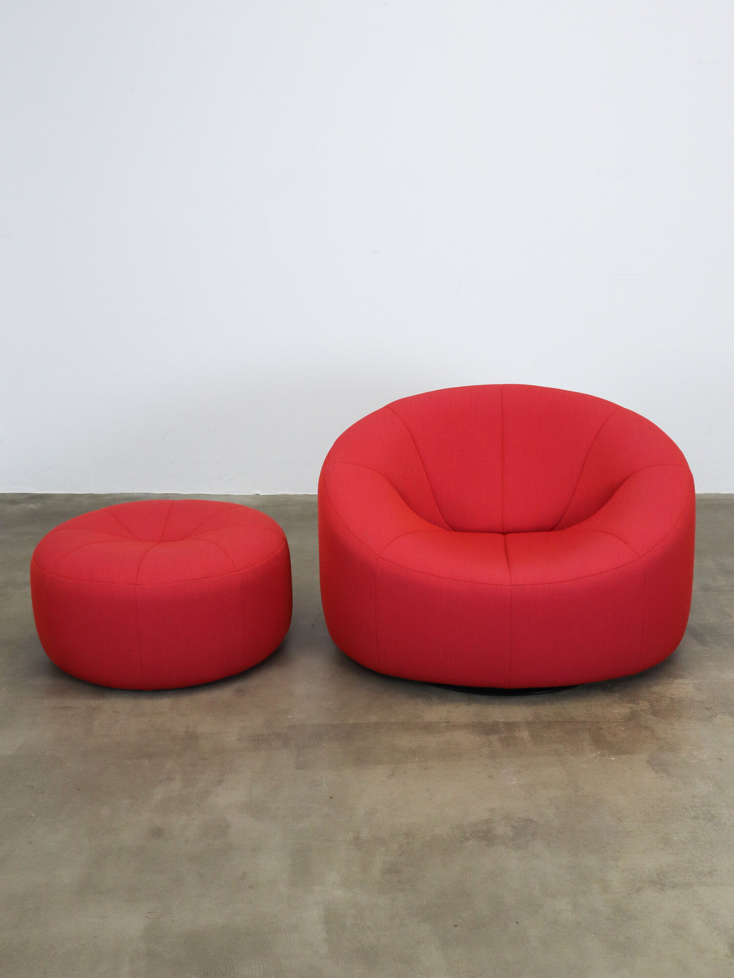 Red Pumpkin chair and ottoman by Pierre Paulin for Ligne Roset