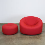 Red Pumpkin chair and ottoman by Pierre Paulin for Ligne Roset