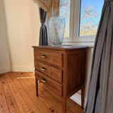 Vintage wooden side table with 3 drawers - 1960s