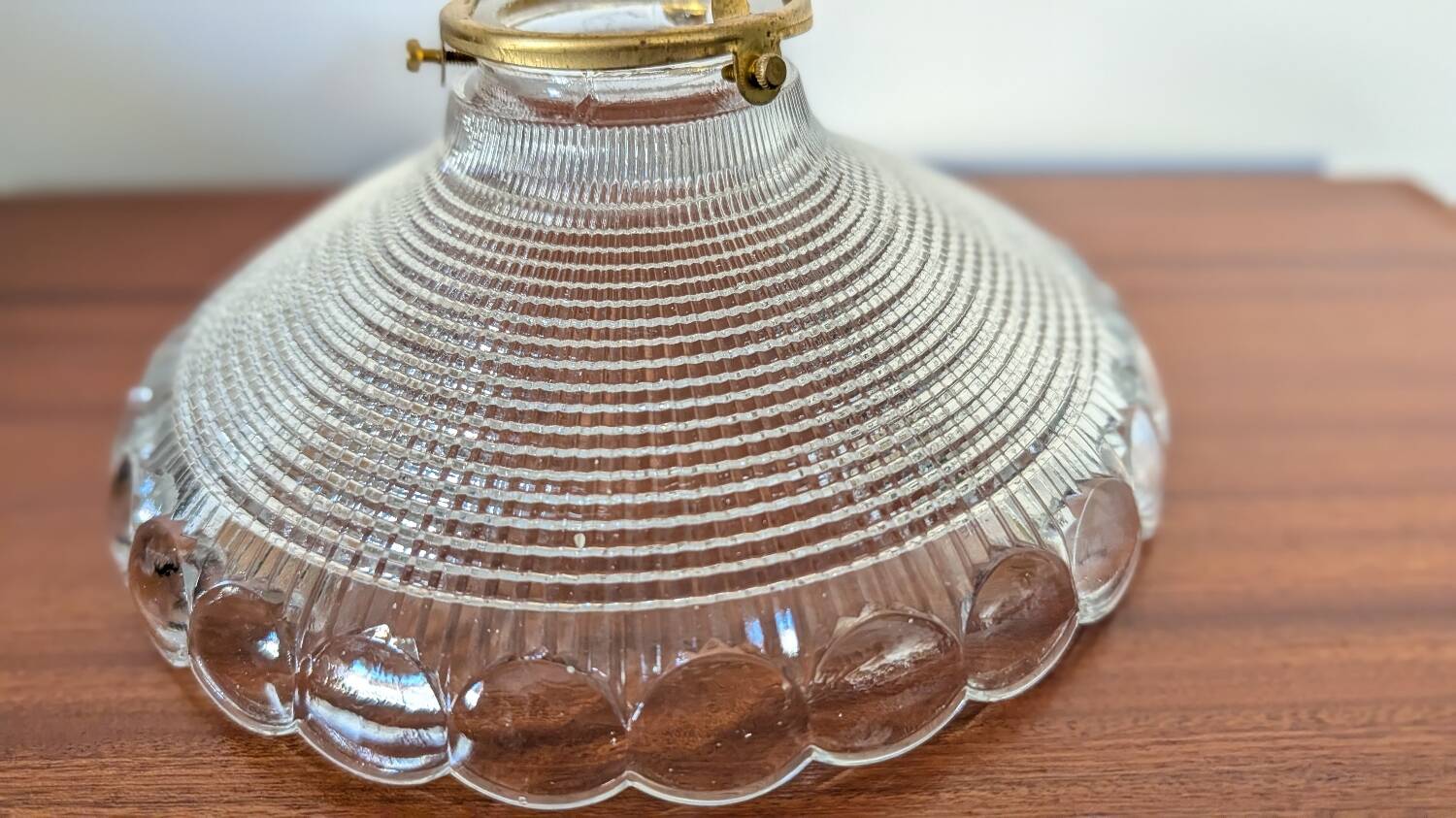 Moulded glass lampshade with concentric relief circa 1950