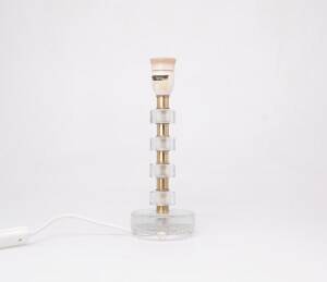 Orrefors crystal and brass table lamp for Vitrika