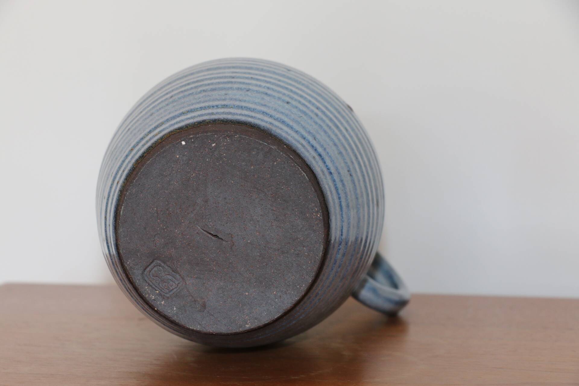 Blue enamelled stoneware pitcher 220mm