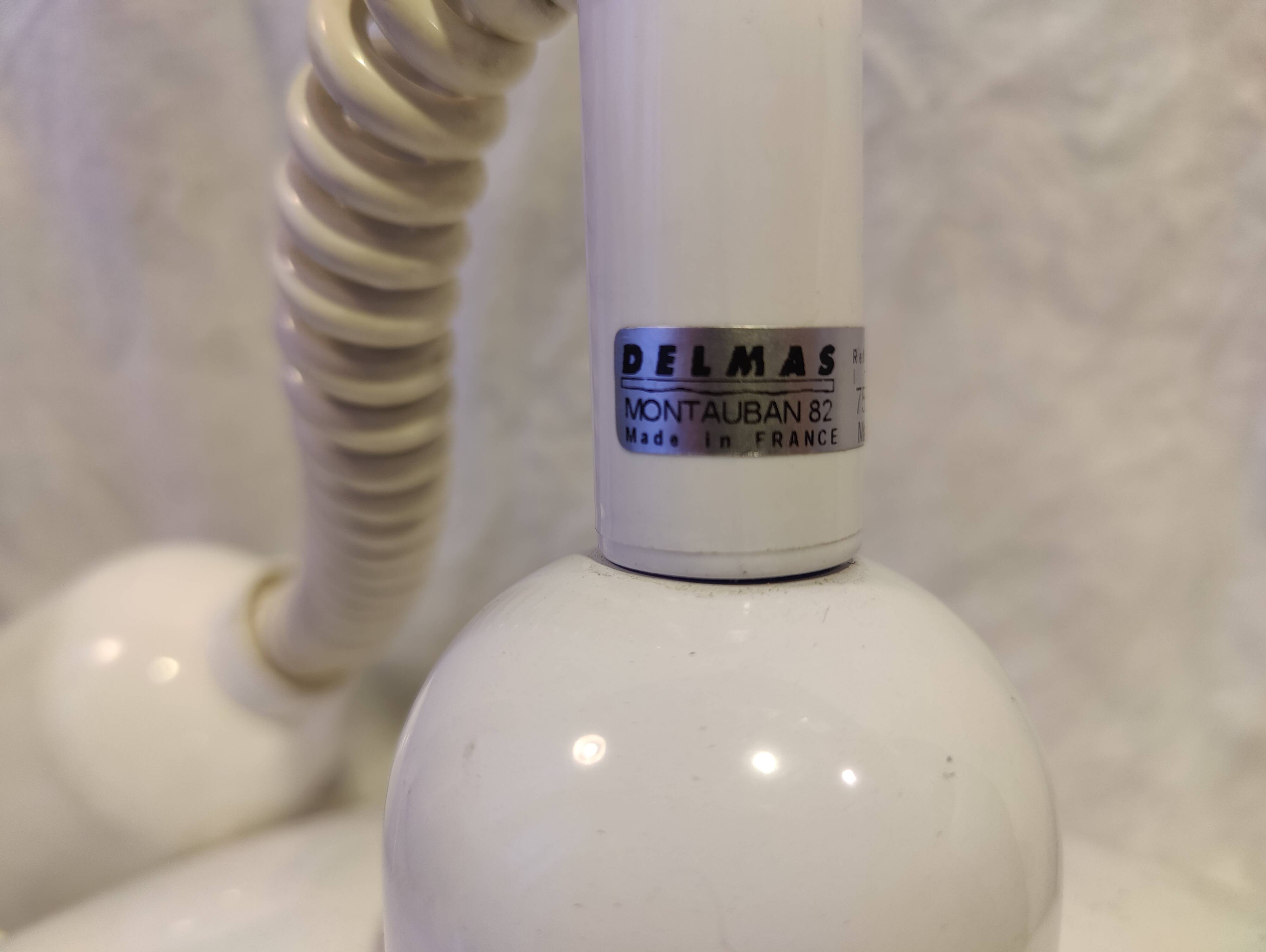 Vintage Delmas adjustable height white pendant light