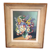 Huile sur toile bouquet de fleurs signe c barnier