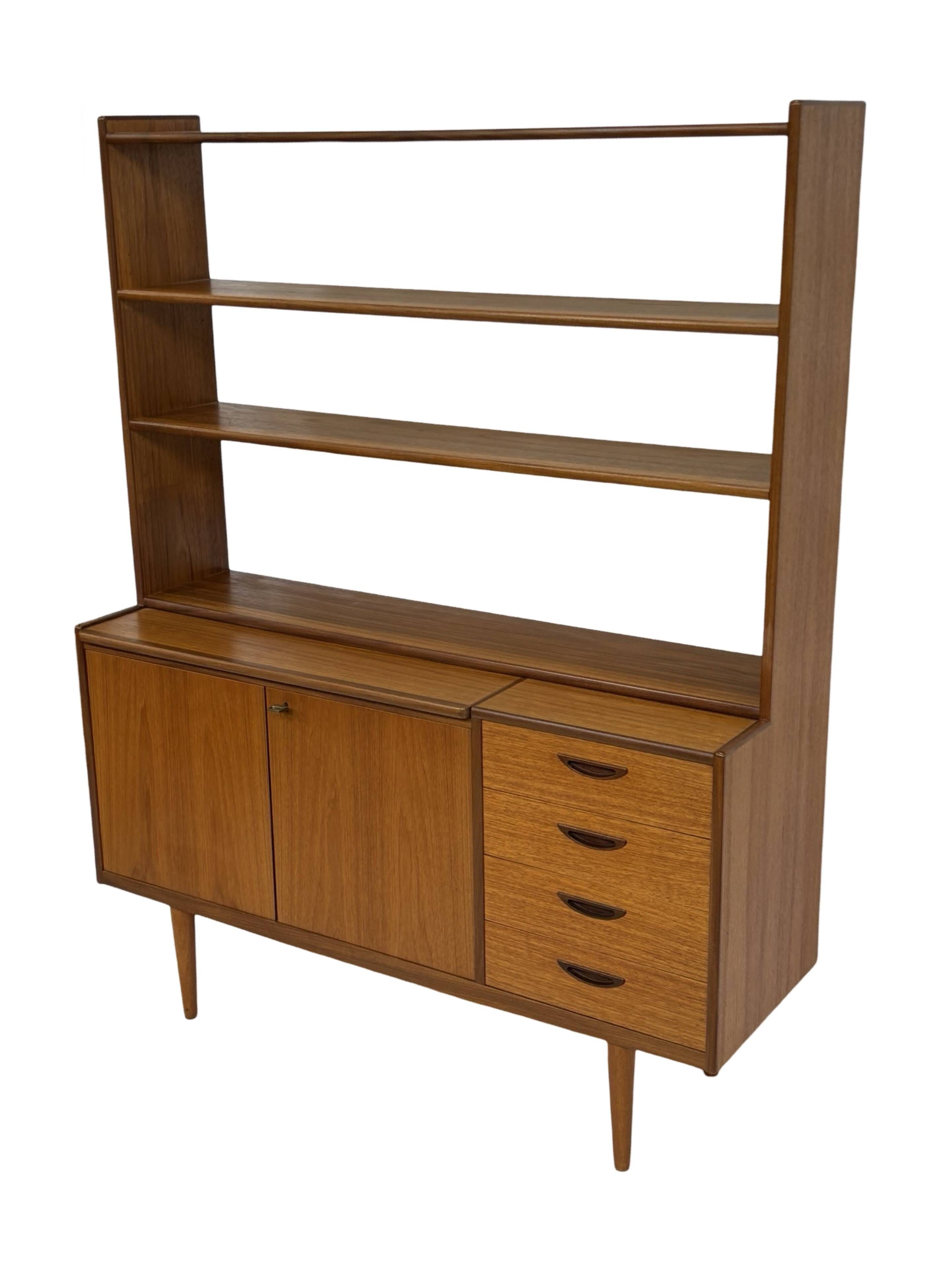 Vintage teak wall cabinet bookcase workplace Danish Design 60's