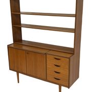Armoire murale vintage en teck, bibliothèque, bureau, design danois, années 60