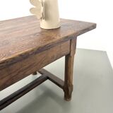 Authentic French farmhouse table from 1890 in solid oak with two drawers.