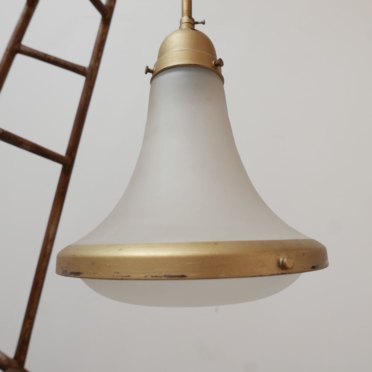 Antique etched glass German pendant light by A.E.G.