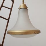 Antique etched glass German pendant light by A.E.G.