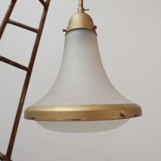Antique etched glass German pendant light by A.E.G.