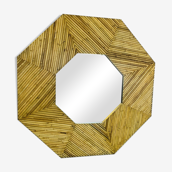Miroir hexagonal de cadre de rotin 100x100cm