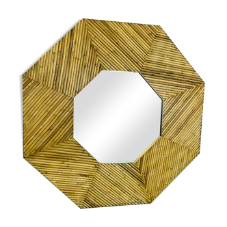 Hexagonal Rattan Frame Mirror 100x100cm