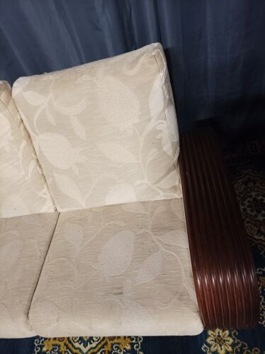 Vintage sofa in fabric and rattan