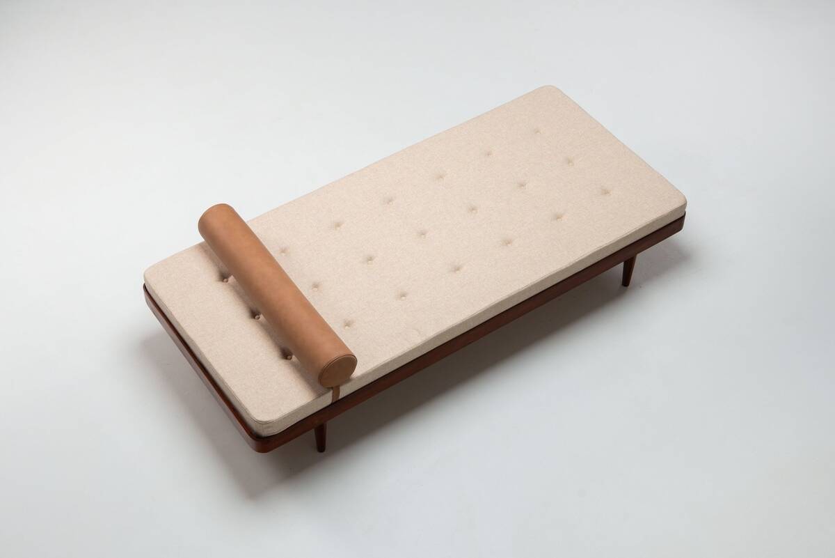 Danish daybed in teak and fabric, mid-century Denmark 1960