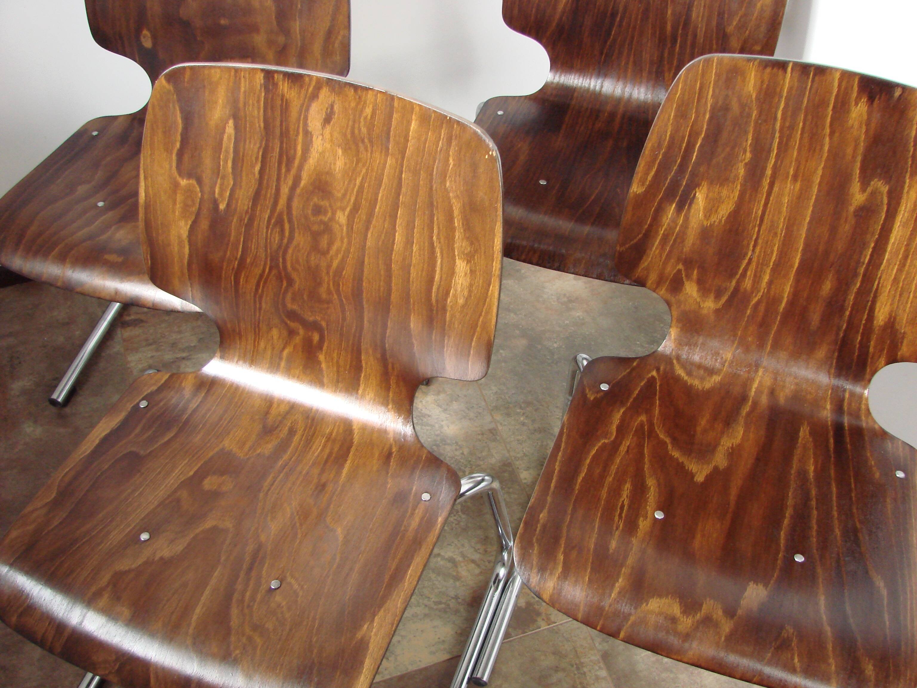 Ensemble de 4 chaises Kusch+Co Flötotto, années 1960.