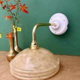 Vintage angled wall lamp with pale yellow Clichy glass shade