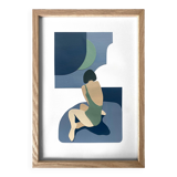 Peinture originale - blue moon - encadré - signé ackeogh