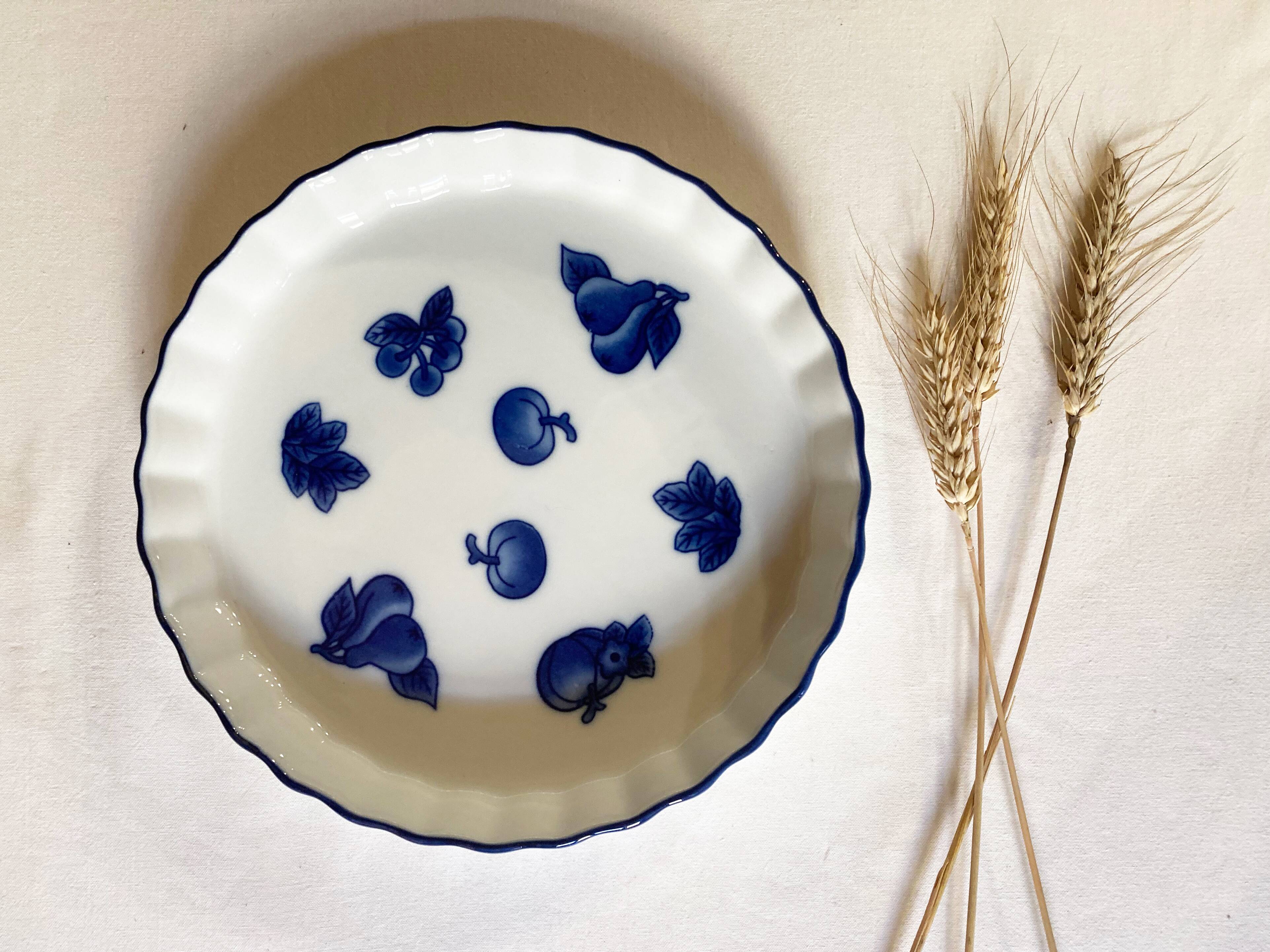 Plat à tarte en porcelaine Afibel, années 1970