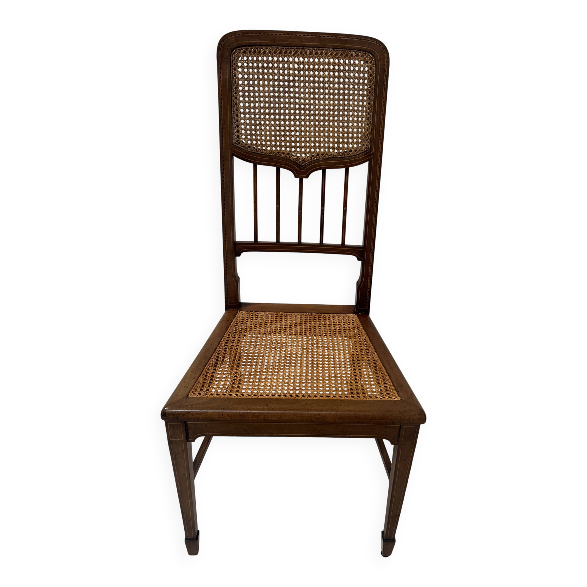 Art Deco bedroom chair in marquetry wood, 20th century.