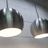 Pair of functional 70's aluminum ball pendants