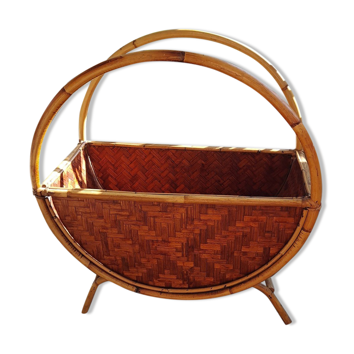 Large vintage rattan/bamboo magazine  rack Italian