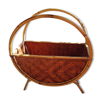 Large vintage rattan/bamboo magazine  rack Italian