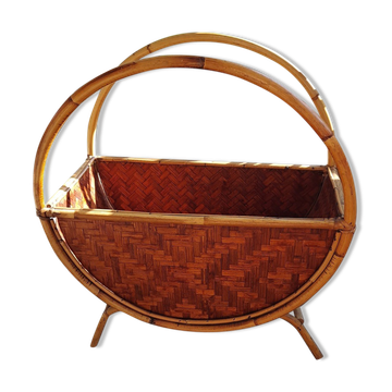 Large vintage rattan/bamboo magazine  rack Italian