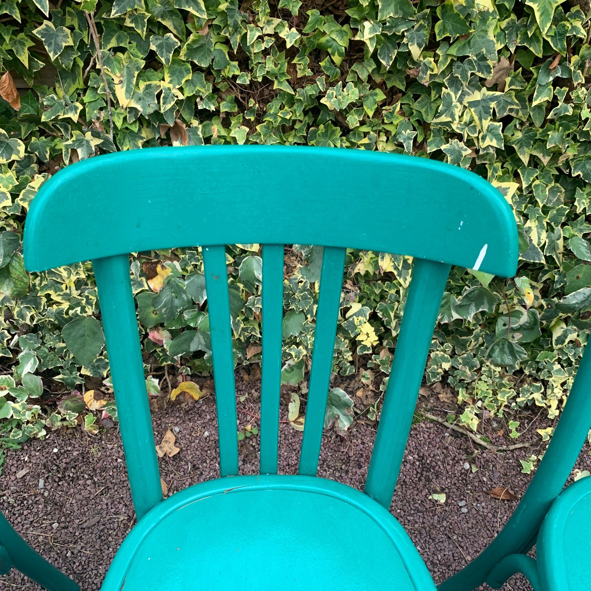 Set of 4 green bistro chairs