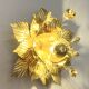 Vintage gold leaf metal flower wall light Florentine wall sconce