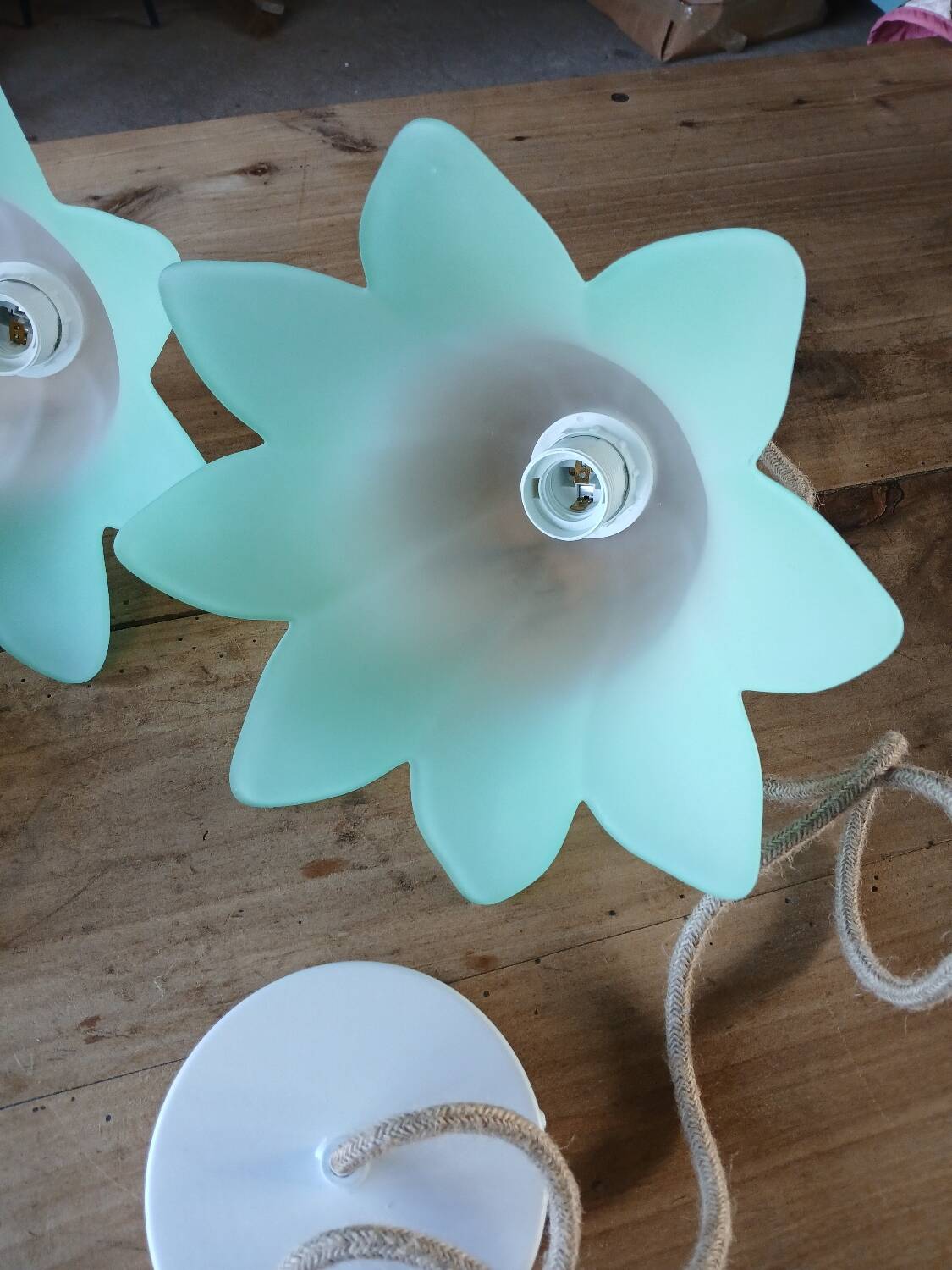 Pair of vintage tulip pendant lights