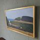 Mid-Century Modern Swedish Oil Painting "Coastal Musing" Framed Landscape
