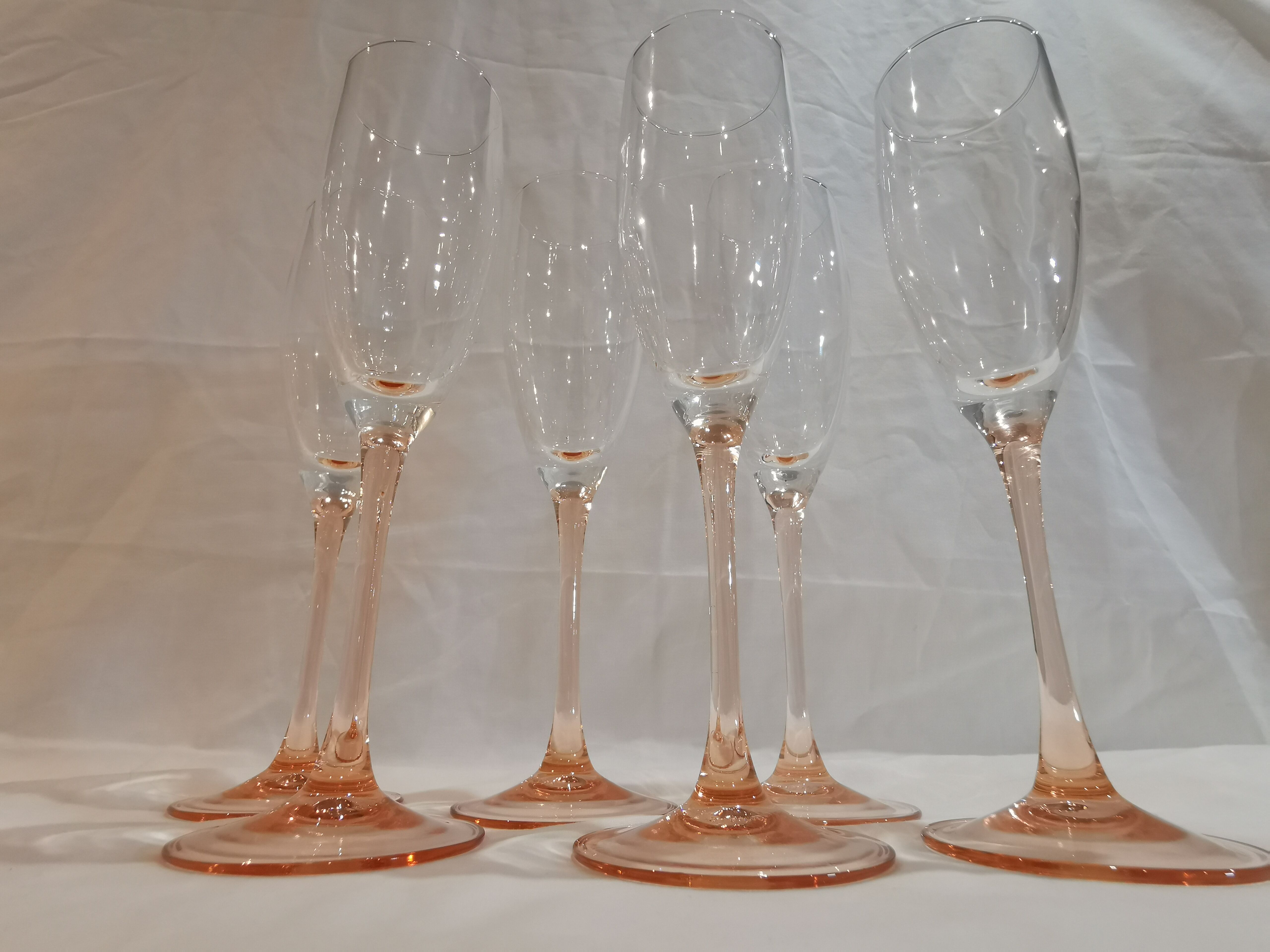 Champagne flutes pink feet LUMINARC year 70