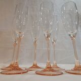 Champagne flutes pink feet LUMINARC year 70