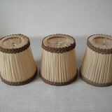 Set of 3 old pleated fabric lampshades clip-on model chandelier lamp lighting fixture n2