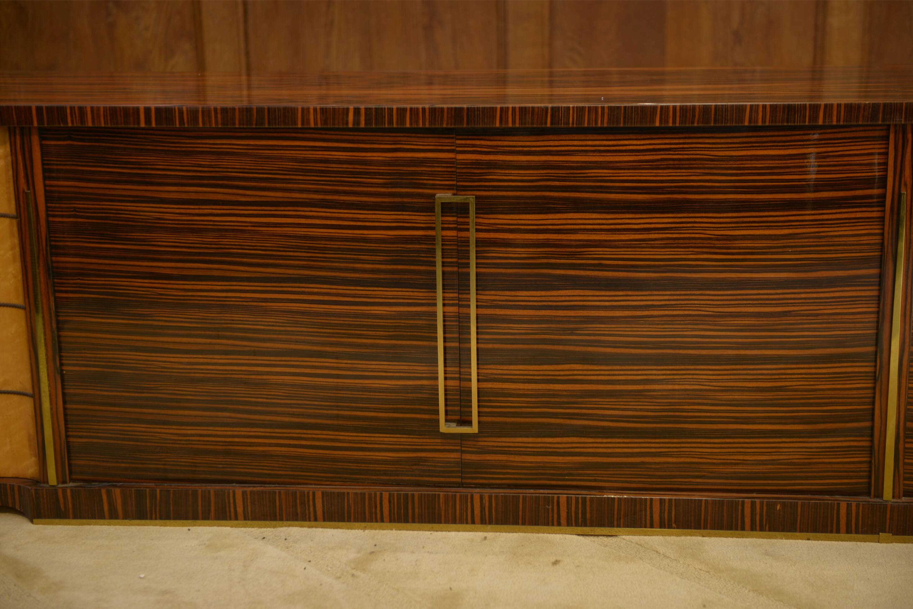 Minimalist enfilade in ebony and sycamore 1960s