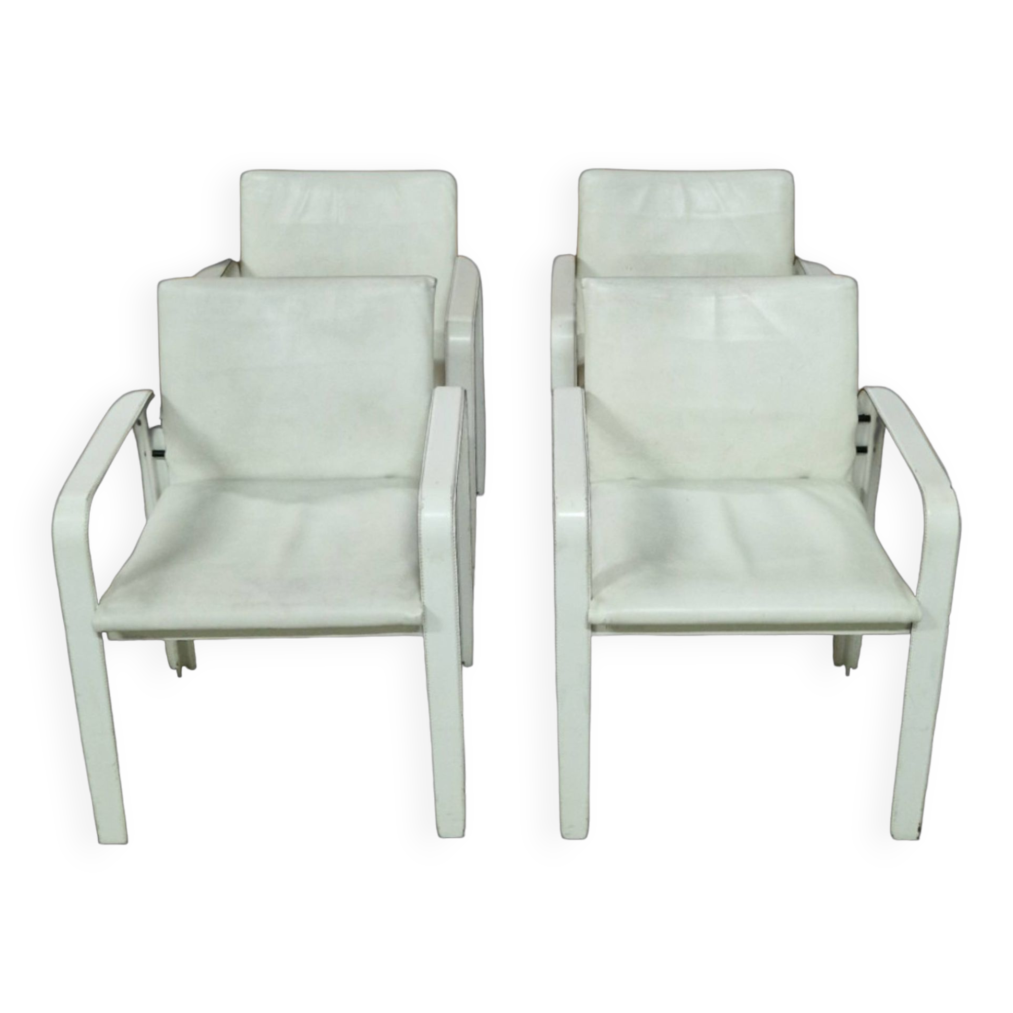 Set of 4 leather dining chairs by Jacques Toussaint and Patrizia Angeloni for Matteo Grassi. Italy 1