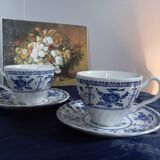 Set of 4 blue cups and saucers from Johnson Bros - England, 1970