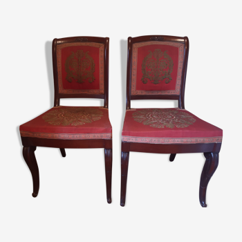 Lot of 2 mahogany chairs era Restoration