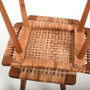 Paire de tabourets en chêne et canne en teck danois des années 1950