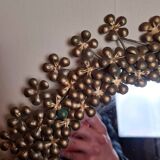 Vintage round mirror in gold metal circa 1950